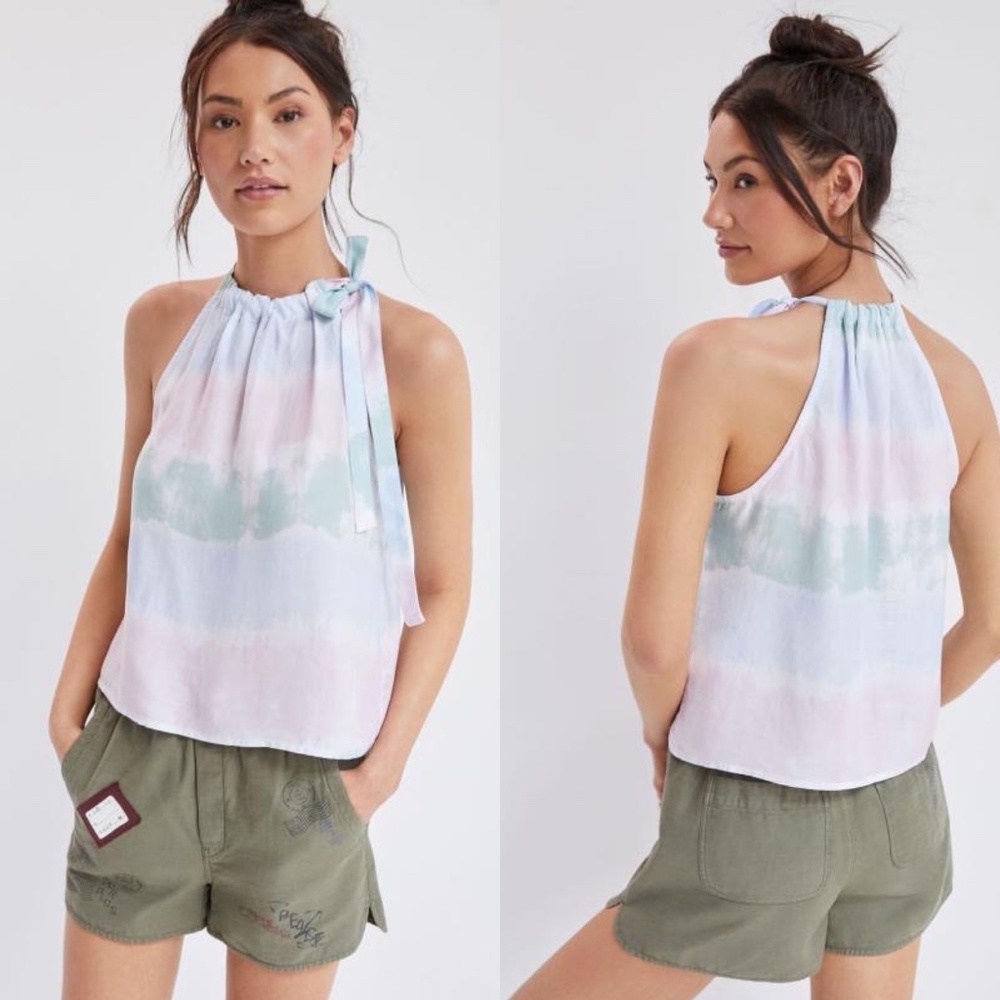 Anthropologie Cloth & Stone Tie Neck Halter Tie Dye Tank XS 🍭